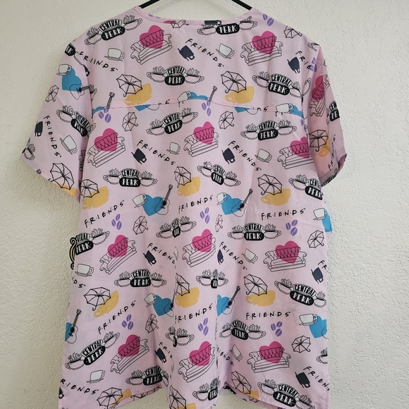 FRIENDS Cherokee Tooniforms Pink and Blue Short Sleeve Scrub Top 2xl - Picture 5 of 5